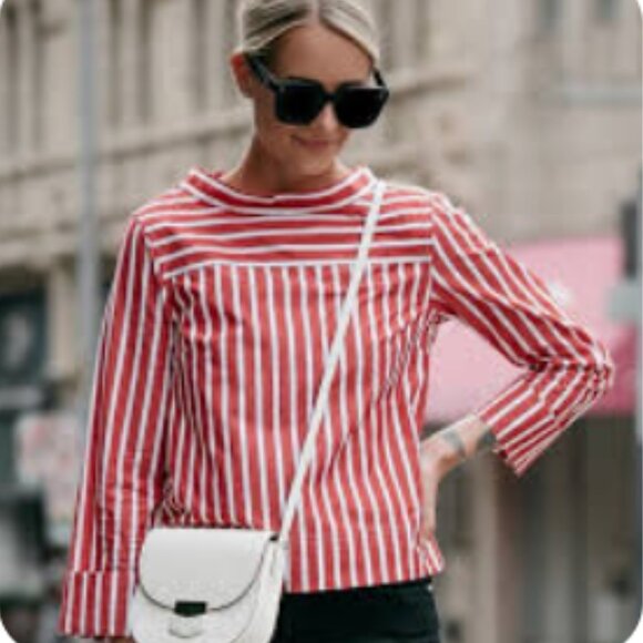 J. Crew Tops - J. CREW Red funnel neck blouse Size 4 NWT